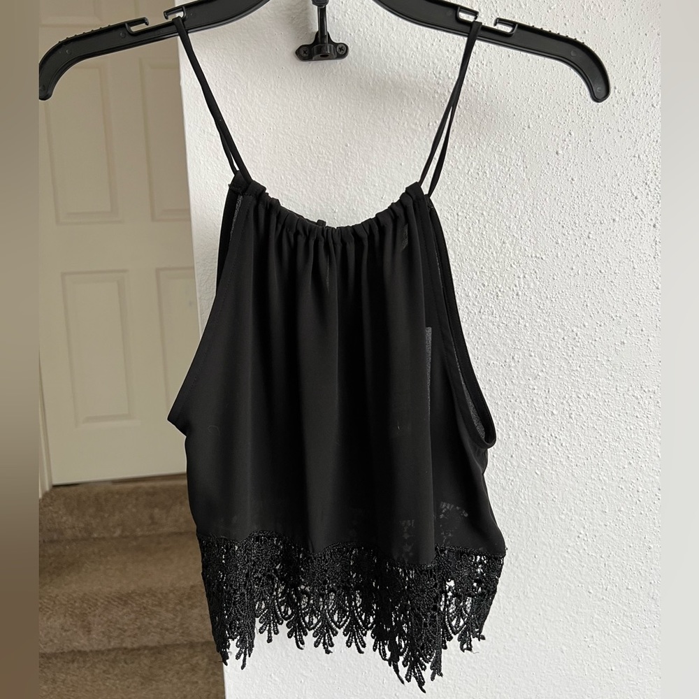 UO black lace top XS NWT